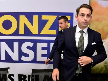 Tom Van Grieken, voorzitter van Vlaams Belang, de dag na de verkiezingsoverwinning van zijn partij op 26 mei 2019