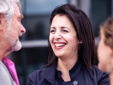 Zakia Khattabi (Ecolo) bij de eedaflegging van de nieuwe Brusselse parlementsleden op 11 juni 2019