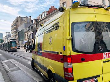 Brandweer en tram op de Louizalaan