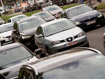 Druk autoverkeer en filevorming in Brussel