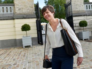 Cieltje Van Achter (N-VA) tijdens de onderhandelingen voor de vorming van de Vlaamse Regering begin september 2019.