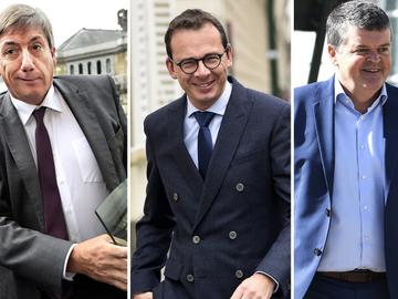 Jan Jambon (N-VA), Wouter Beke (CD&V) en Bart Somers (Open VLD)