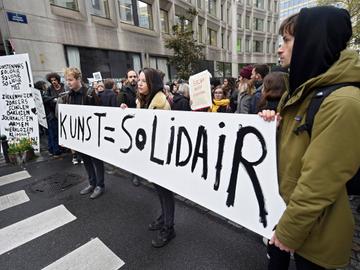 14 november 2019: protest van de Vlaamse cultuursector aan het Vlaams Parlement tegen de besparingen van de regering Jambon