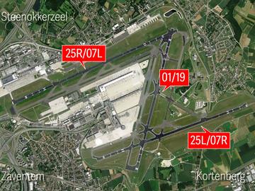 De start- en landingsbanen op Brussels Airport