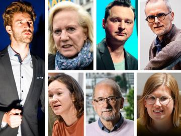 Nikolas Lestaeghe, Brigitte Grouwels, Michael De Cock, Herwig Teugels, Hannelore Goeman, Johan Leman en Annabel Tavernier