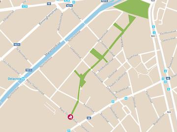 Het traject van het toekomstige Kleine Zennepark tussen Abattoir en het park aan de Ninoofsepoort