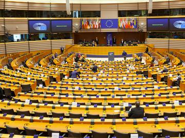 Lockdown coronavirus: het Europees Parlement, bijna leeg