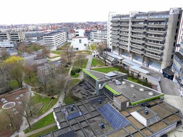De VUB-campus in Etterbeek aan Triomf- en Pleinlaan