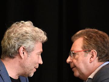 Alain Maron (Ecolo), Brussels Minister voor Klimaattransitie, Leefmilieu, Energie en Participatieve Democratie, en Brussels Minister-President Rudi Vervoort (PS)