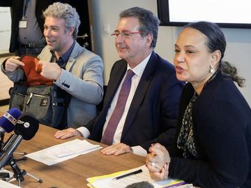 Alain Maron, Rudi Vervoort en Viviane Scholliers Ndaya, de Hoge Ambtenaar van het Brussels Hoofdstedelijk Gewest