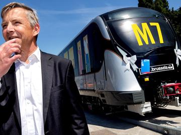Brieuc de Meeus, CEO  van de MIVB, bij de persvoorstelling van de nieuwe metrotrein M7 op 13 juli  2020