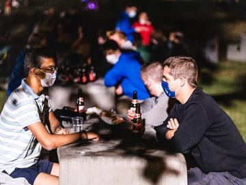 22 september 2020: studenten op de VUB bij het begin van het nieuwe academiejaar, met mondmasker