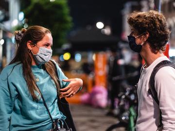 22 september 2020: studenten op de VUB bij het begin van het nieuwe academiejaar, met sociale afstand en mondmasker