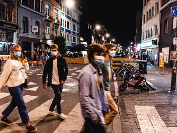 22 september 2020: studenten op de VUB bij het begin van het nieuwe academiejaar, met mondmasker