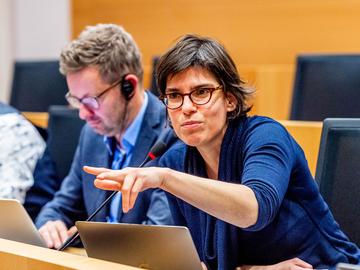 Tinne Van der Straeten (Groen) tijdens een zitting van de klimaatcommissie in november 2019