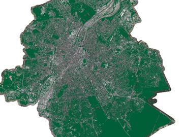Deze kaart toont de groene vegetatie in Brussel op basis van uit een vliegtuig genomen foto's in 2020