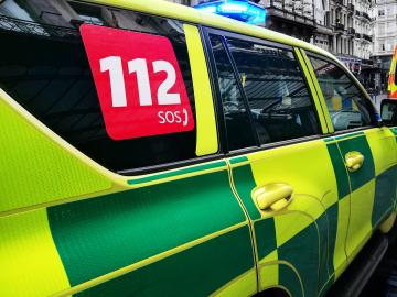 Een interventie van een ambulance van  de medische spoeddienst 112 noodnummer