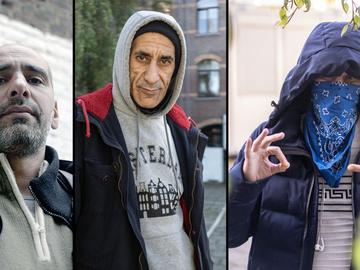 Montage drugsverslaafden Mohammed uit Verviers, Azz El-Arab uit Luik en Ro uit Schaarbeek lg