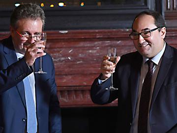 Minister-president Rudi Vervoort en PS-gewestvoorzitterAhmed Laaouej in 2018