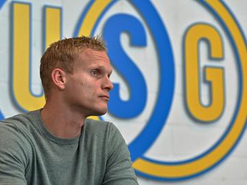 Karel Geraerts, hier nog als T2 van Union Saint-Gilloise in december 2021, wordt hoofdtrainer van de club in het seizoen 2022-2023