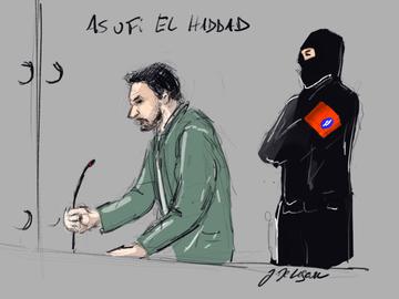 8 december 2022: beschuldigde Ali El Haddad Asufi op het assisenproces van de aanslagen in Brussel van 22 maart 2016