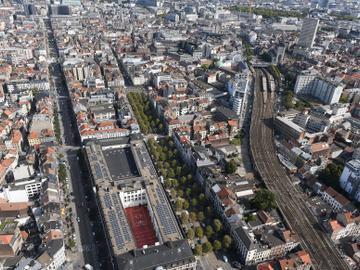 Het Zuidpaleis, gezien vanuit de lucht in 2018