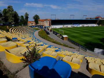 Het Joseph Marienstadion van Union Saint-Gilloise op grondgebied van de gemeente Vorst, op een foto uit mei 2022