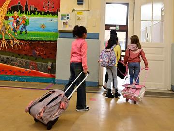 Maandag 28 augustus 2023: de eerste schooldag in het Franstalig onderwijs, hier Ecole communale n°5 in Elsene