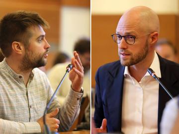 Martin Casier (PS) en David Leisterh (MR) in het Brussels parlement