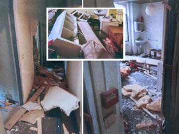Vernielde kamers in een pand van een huisjesmelker