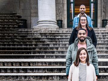 Jonge politici: Imane Belguanani, Ilyas Mouani, Karlien Dekens en Emile Luhahi.