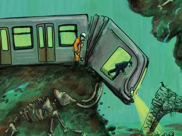 Metrowerken metro 3 ondergrond moeras illustratie