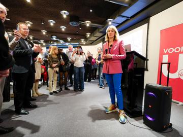 Els Ampe op de nieuwjaarsreceptie van haar partij Voor U, op 28 februari 2024