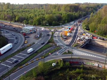 22 april 2024 renovatiewerken aan de Leonardkruispunt (kruising Brusselse Ring en E411, grondgebied Tervuren en Oudergem.