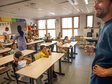 20240902 Eerste schooldag Paviljoen Schaarbeek klas school onderwijs DSC 7851