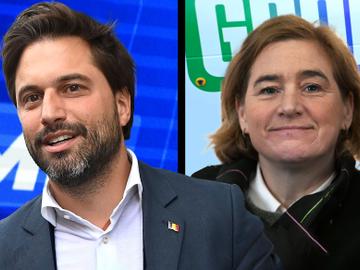 Elke van den Brandt (Groen) en Georges-Louis Bouchez (MR)