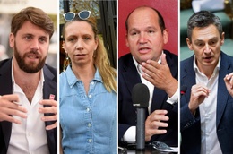 Fabian Maingain (Défi), Ans Persoons (Change.Brussels), Phlippe Close (PS) en Benoît Hellings (Ecolo): samen aan het roer in de nieuwe meerderheid voor Brussel-Stad