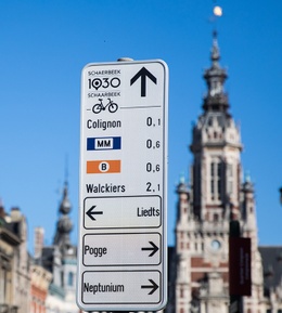 verkeersbord gemeentelijke fietsroutes Schaarbeek platter