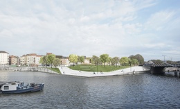 kanaalfietspad Jules de Trooz onderbrug onderdoorgang fietsbrug