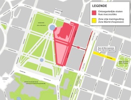 De perimeter in de omgeving van de Amerikaanse ambassade
