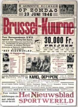 Kuurne-Brussel-Kuurne op de voorpagina van Het Nieuwsblad in 1946