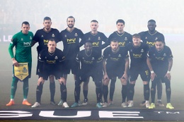 9 maart 2023: de elf spelers van Union St-Gilloise die aan de UEFA Europa League-wedstrijd tegen Union Berlin (3-3) begonnen