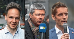 Pepijn Kennis (Agora), Dominiek Lootens-Stael (Vlaams Belang) en Jan Busselen (PVDA.)