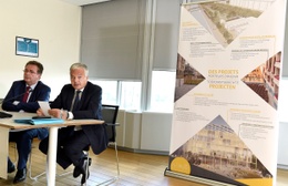 Persconferentie Beliris met minister Didier Reynders en minister-president Rudi Vervoort.
