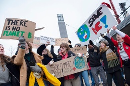 Klimaatspijbelaars op 31 januari 2019 aan het eindpunt Zuidstation