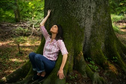 Ilse Simoens, biologe in het Zoniënwoud Japans bosbaden