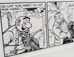 Stripfiguur Nero van Marc Sleen op een originele plaat uit het album "De hond van Pavloff" in het Nero-café in Hoeilaart. Het café was vroeger het station van de gemeente en in de strips de woning van de stripheld