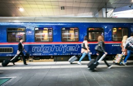 De Nightjet, nachttrein uit Wenen van spoorwegmaatschappij ÖBB-CFF