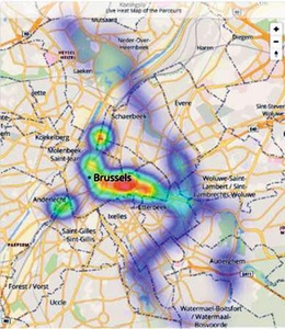 Smart City heatmap start Tour de France op basis van telefoniegegevens