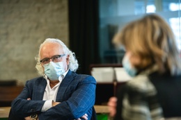 Marc Noppen, CEO van het UZ Brussel, en coronacrisismanager Inge Neven
